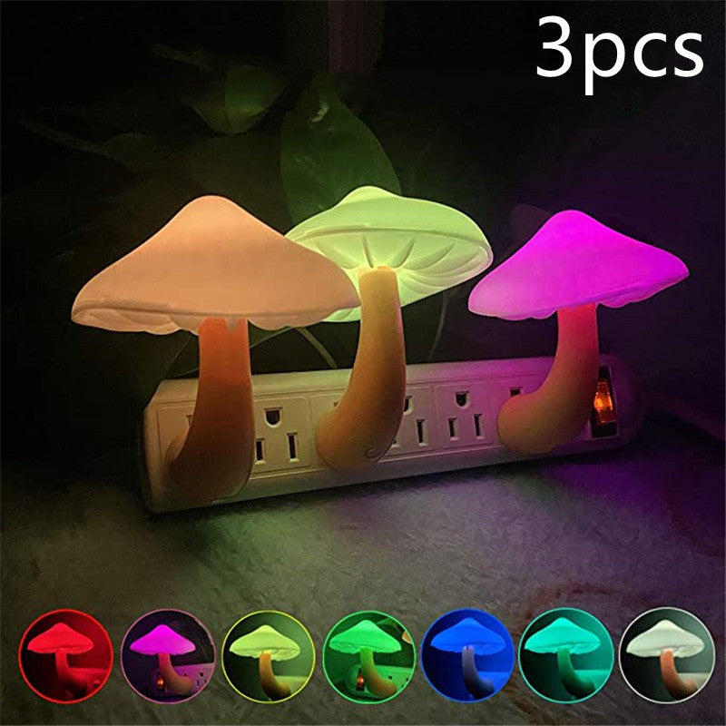 LED Mushroom Wall Night Socket Lamp