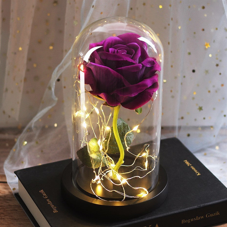 LED Rose Glass Dome Wedding Gift Lamp