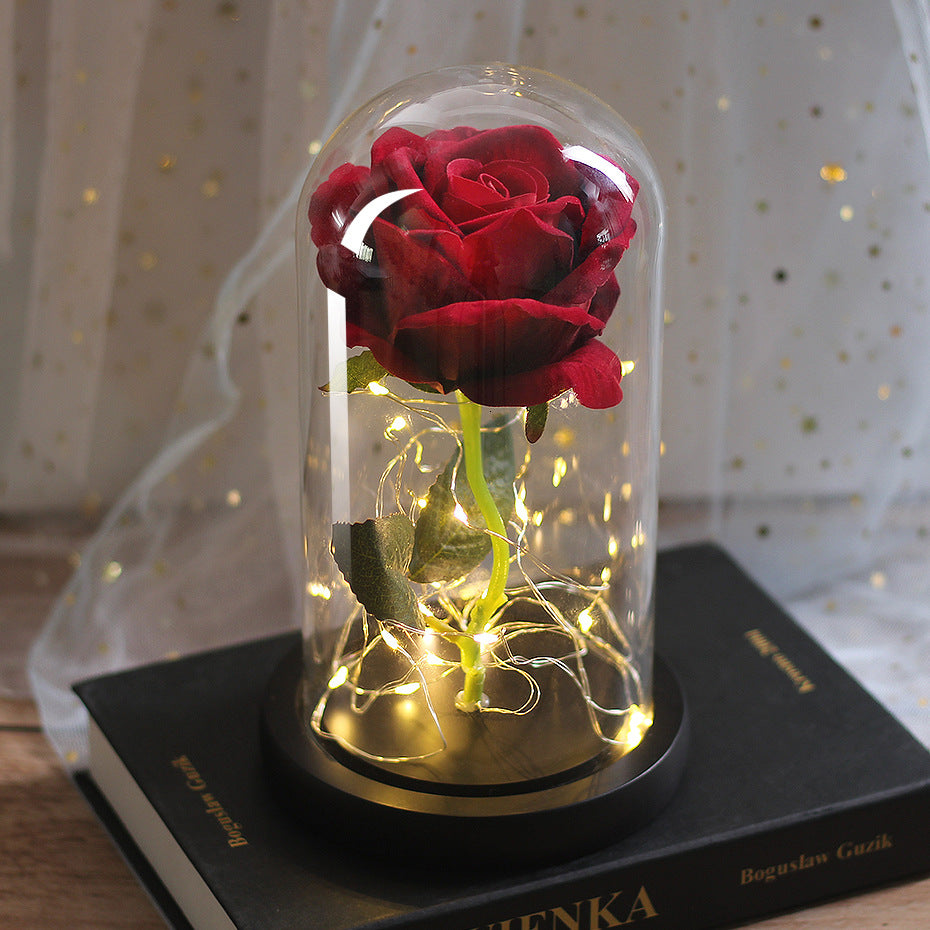 LED Rose Glass Dome Wedding Gift Lamp