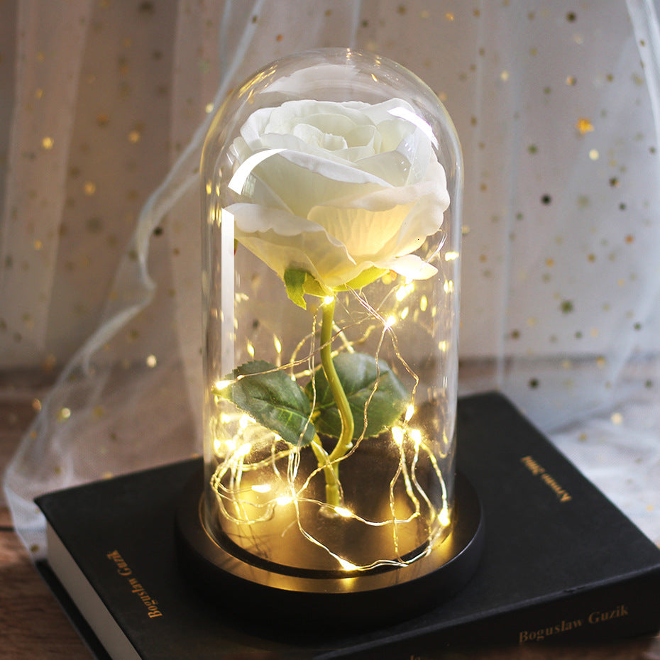 LED Rose Glass Dome Wedding Gift Lamp