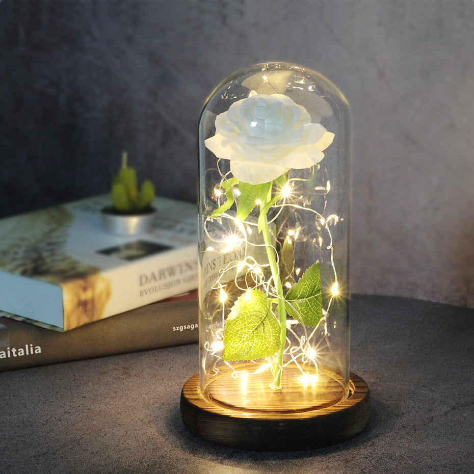 LED Rose Glass Dome Wedding Gift Lamp