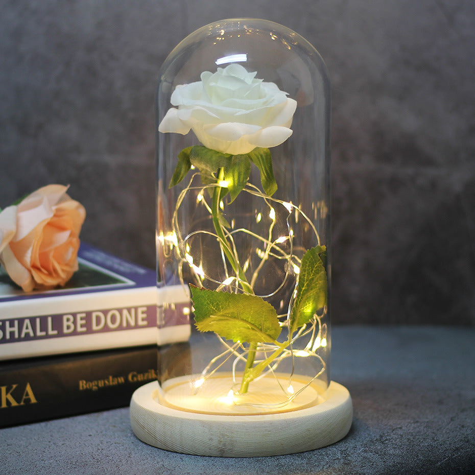 LED Rose Glass Dome Wedding Gift Lamp