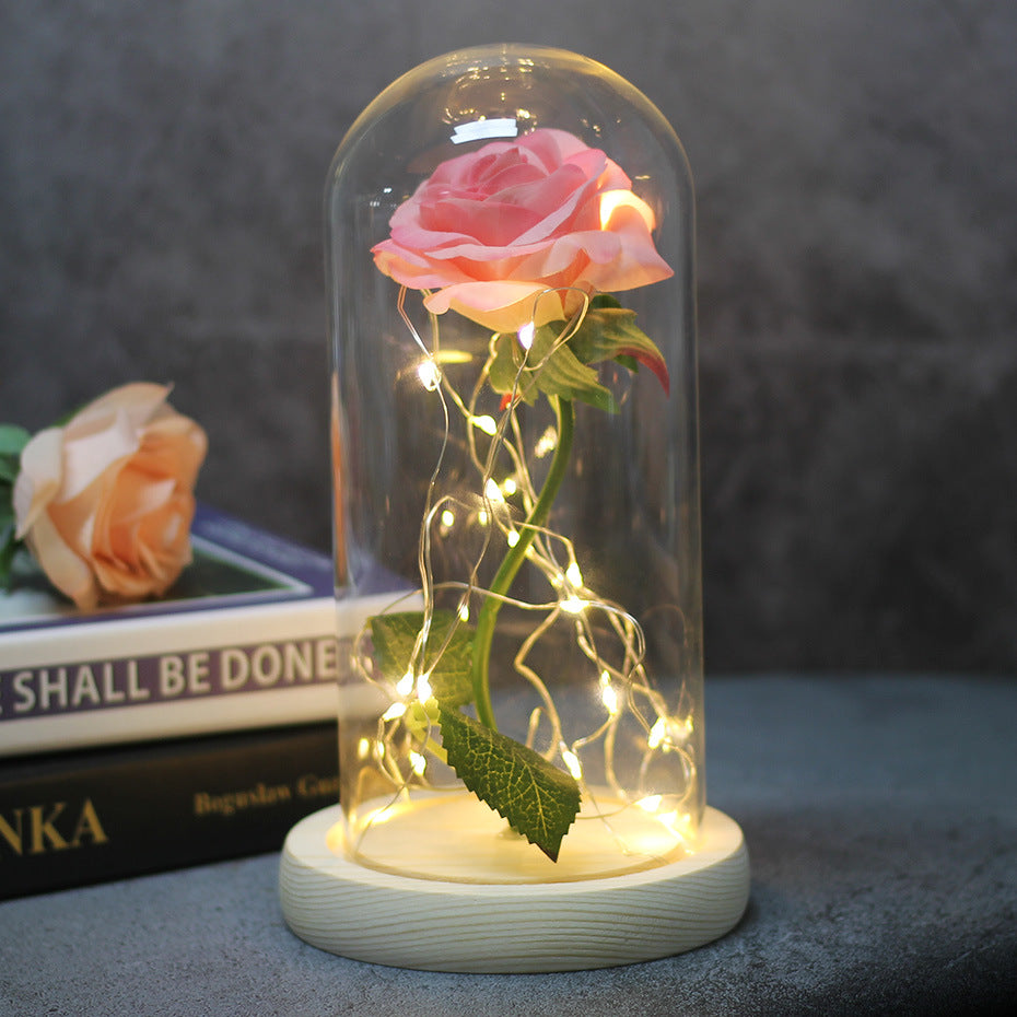LED Rose Glass Dome Wedding Gift Lamp
