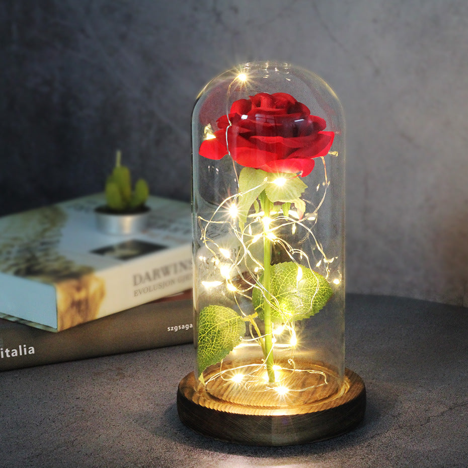LED Rose Glass Dome Wedding Gift Lamp