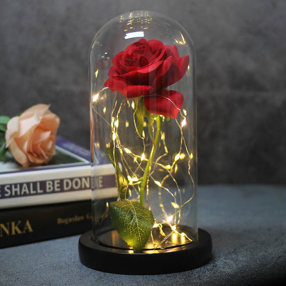 LED Rose Glass Dome Wedding Gift Lamp