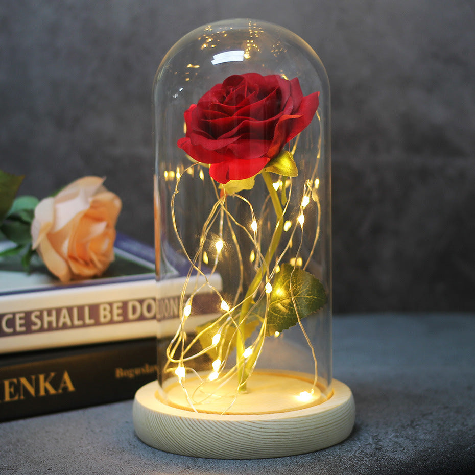 LED Rose Glass Dome Wedding Gift Lamp