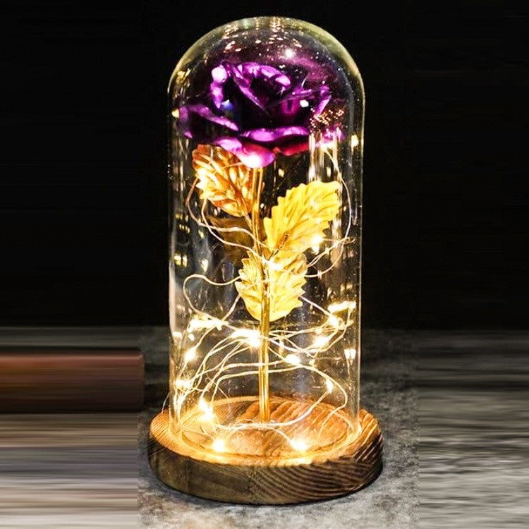 LED Rose Glass Dome Wedding Gift Lamp