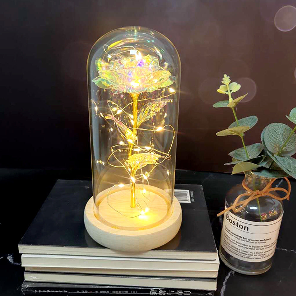 LED Rose Glass Dome Wedding Gift Lamp