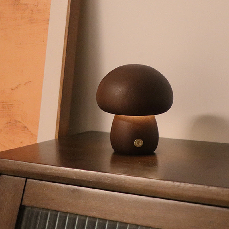 Wooden Mushroom LED Night Light Lamp