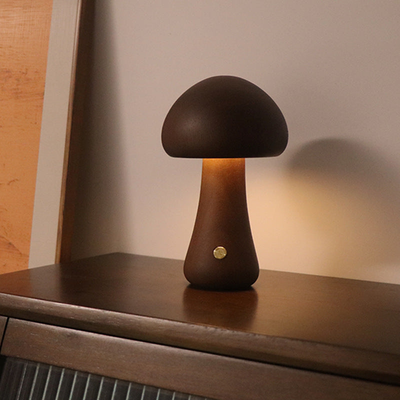 Wooden Mushroom LED Night Light Lamp