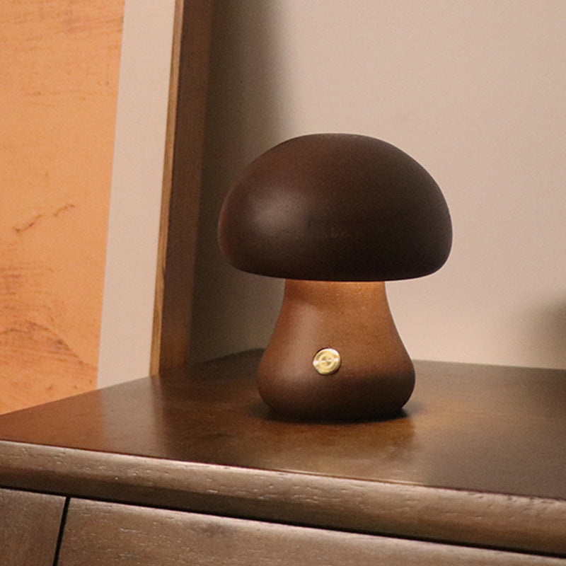 Wooden Mushroom LED Night Light Lamp
