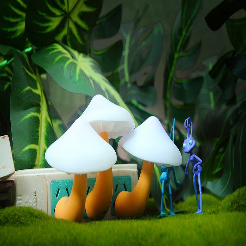 LED Mushroom Wall Night Socket Lamp