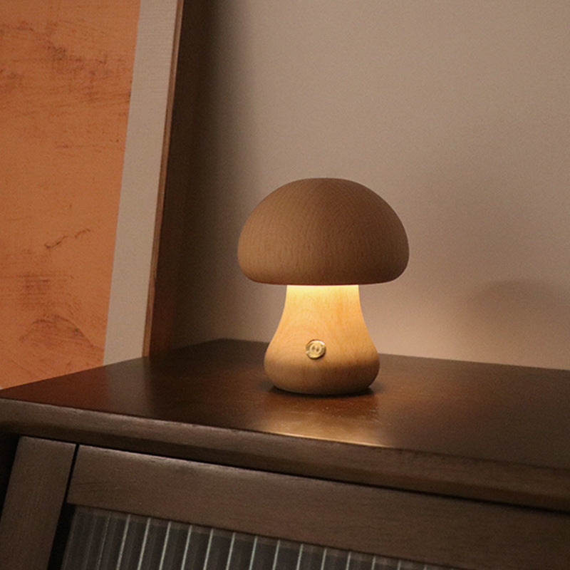 Wooden Mushroom LED Night Light Lamp