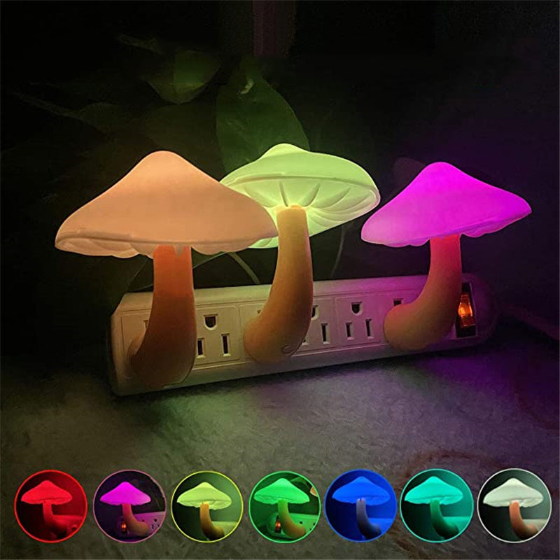 LED Mushroom Wall Night Socket Lamp
