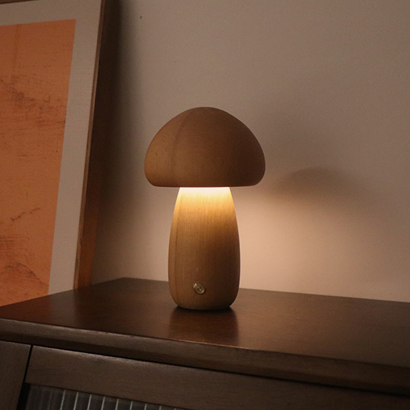 Wooden Mushroom LED Night Light Lamp