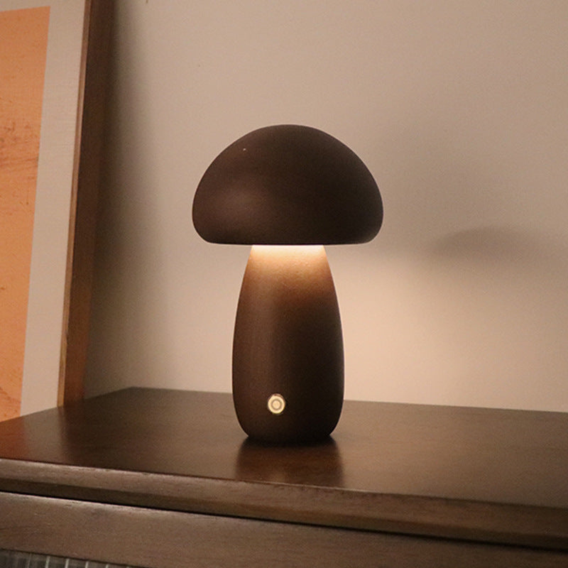 Wooden Mushroom LED Night Light Lamp