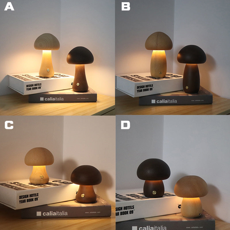 Wooden Mushroom LED Night Light Lamp
