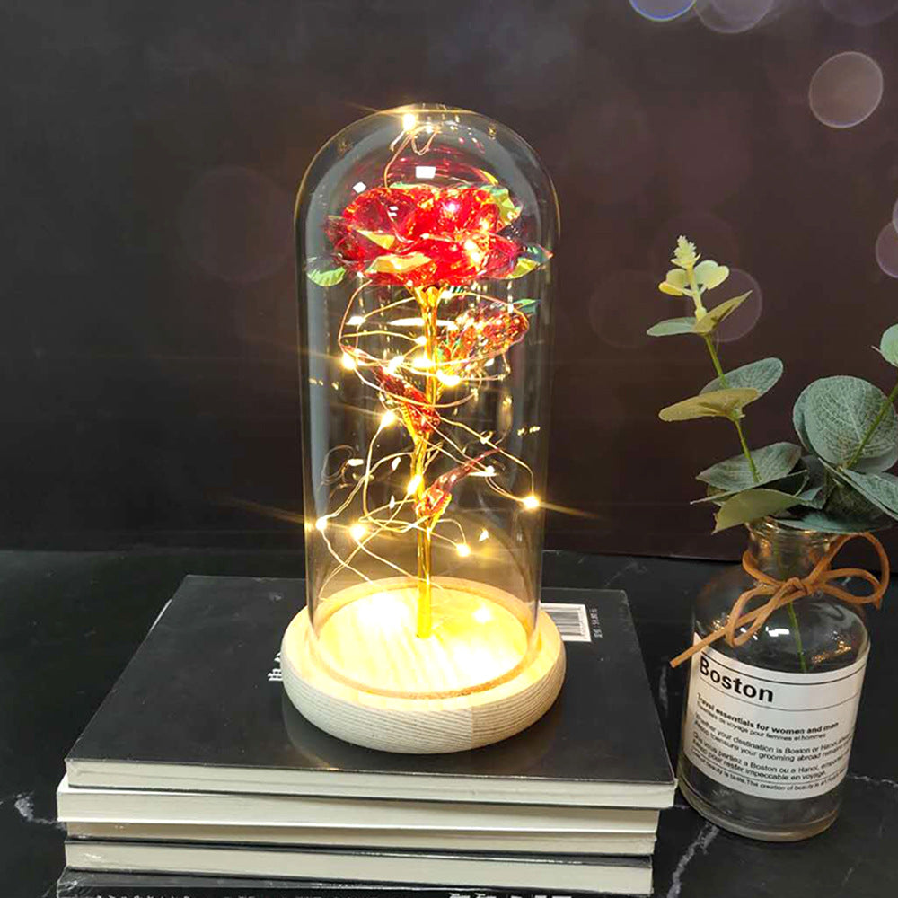 LED Rose Glass Dome Wedding Gift Lamp