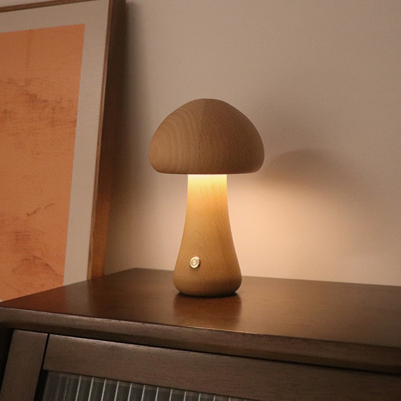 Wooden Mushroom LED Night Light Lamp